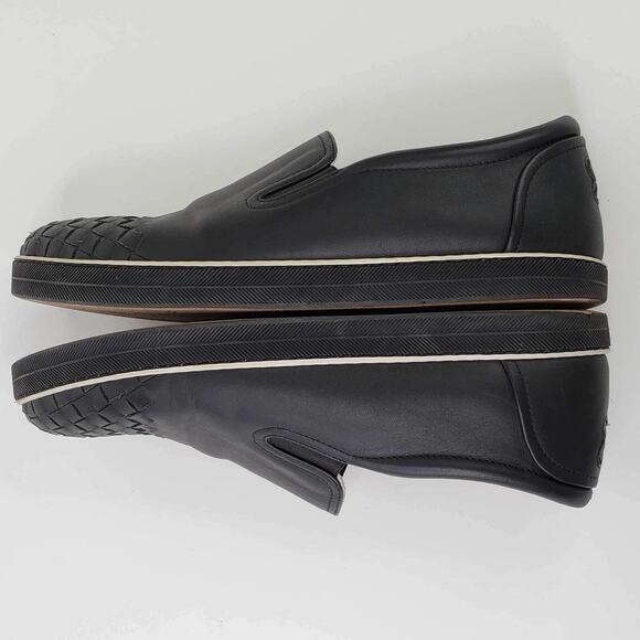 Bottega Veneta Slip On Shoes Black Leather Braided Low Top Men’s 39 US 9 - Picture 2 of 9